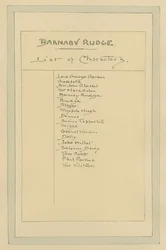 Elenco dei personaggi per Barnaby Rudge, c.1920s